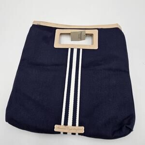American Eagle Outfitters Y2K Blue White Cutout Handle Canvas Mini Bag Preppy